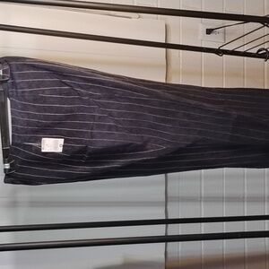 Suede leather lined pinstriped pants